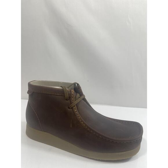 Clarks Shoes Mens Size 9.5 Brown Beeswax Leather Wallaston Boot Chukka New Box main image 9